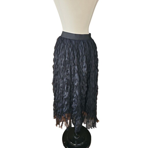 KLD Vintage 90s Whimsigoth Maxi Skirt Womens S Fairy Grunge Black Crinkle Tulle - Picture 3 of 8